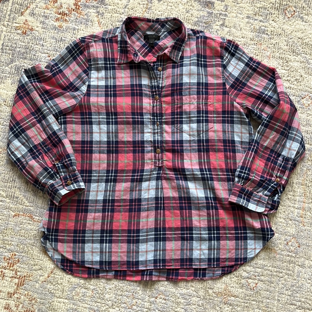 J Crew oversized madras shirt
